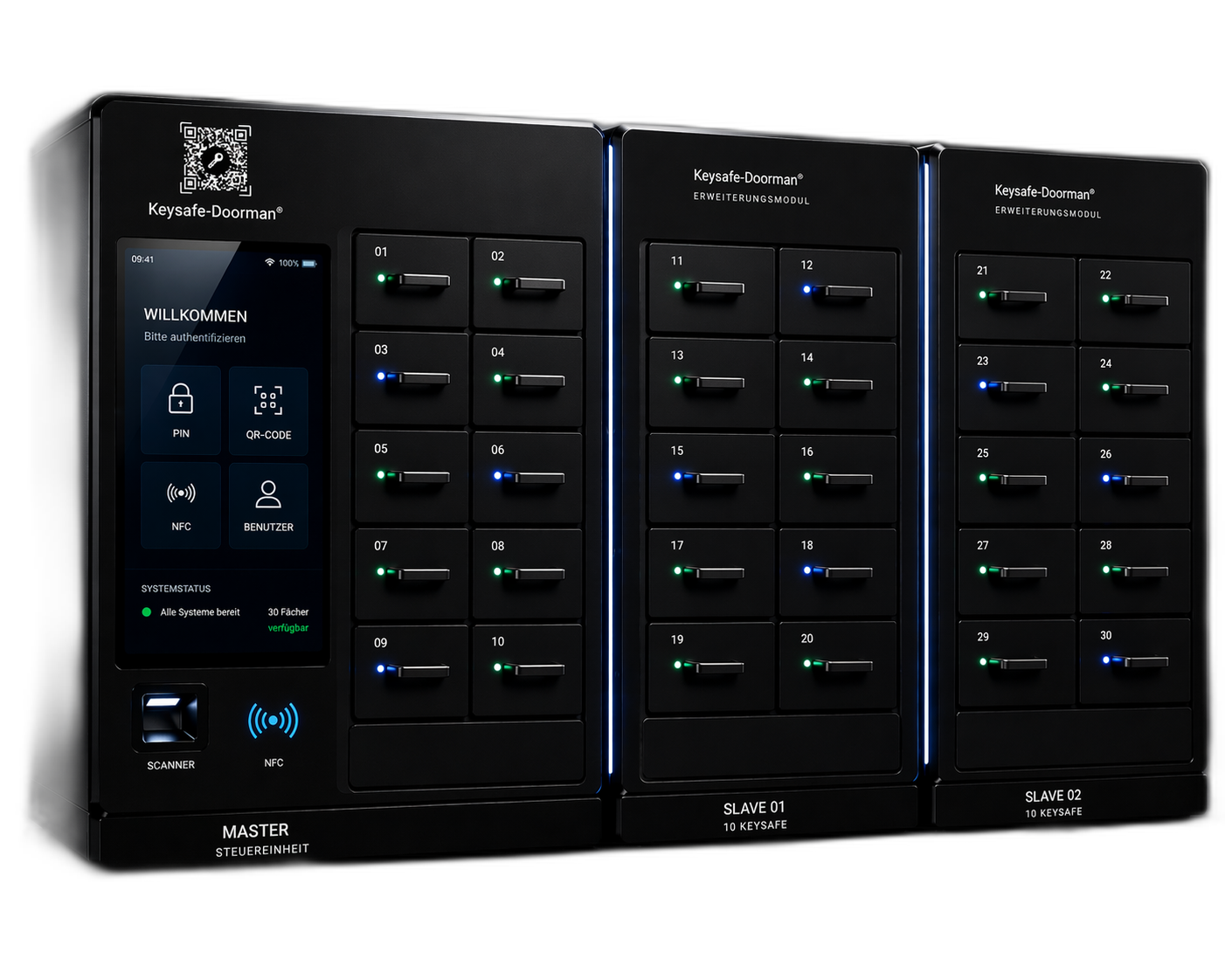 Keysafe-Doorman Hardware – Master + 2 Slave-Module mit 30 Schlüsselfächern